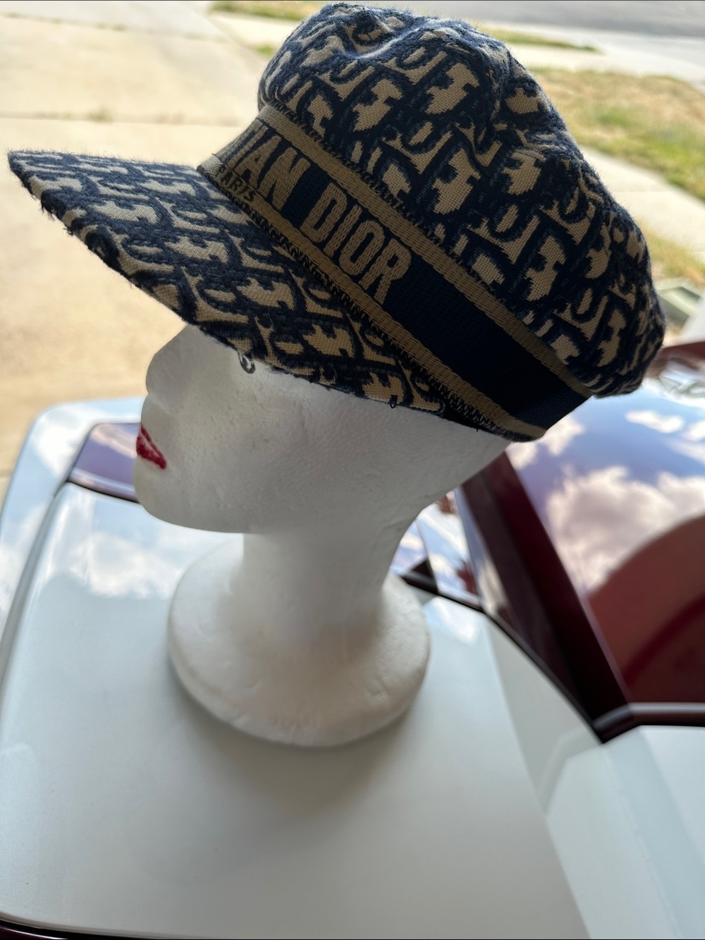 Navy and Cream Monogram Baker Ladies cap - Picture 2 of 2